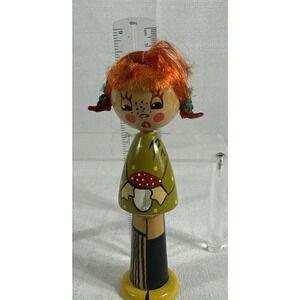 Vintage MCM Salvo Russian USSR‎ Wooden Pipi Doll Hand painted 6" Tall Authentic